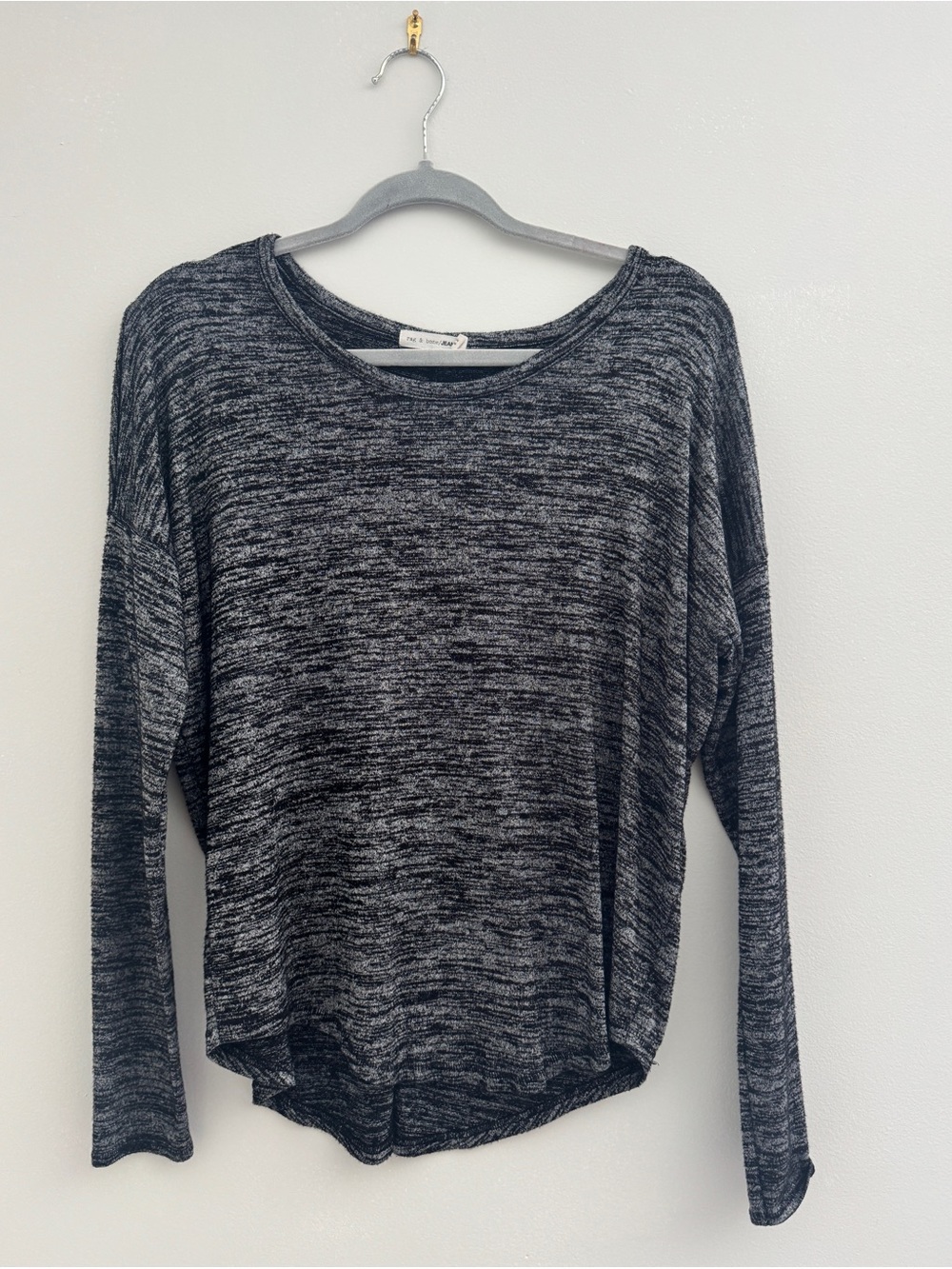 Rag & Bone Marled Knit Long Sleeve Top Small Minimalist Soft Girl Era - Picture 1 of 4